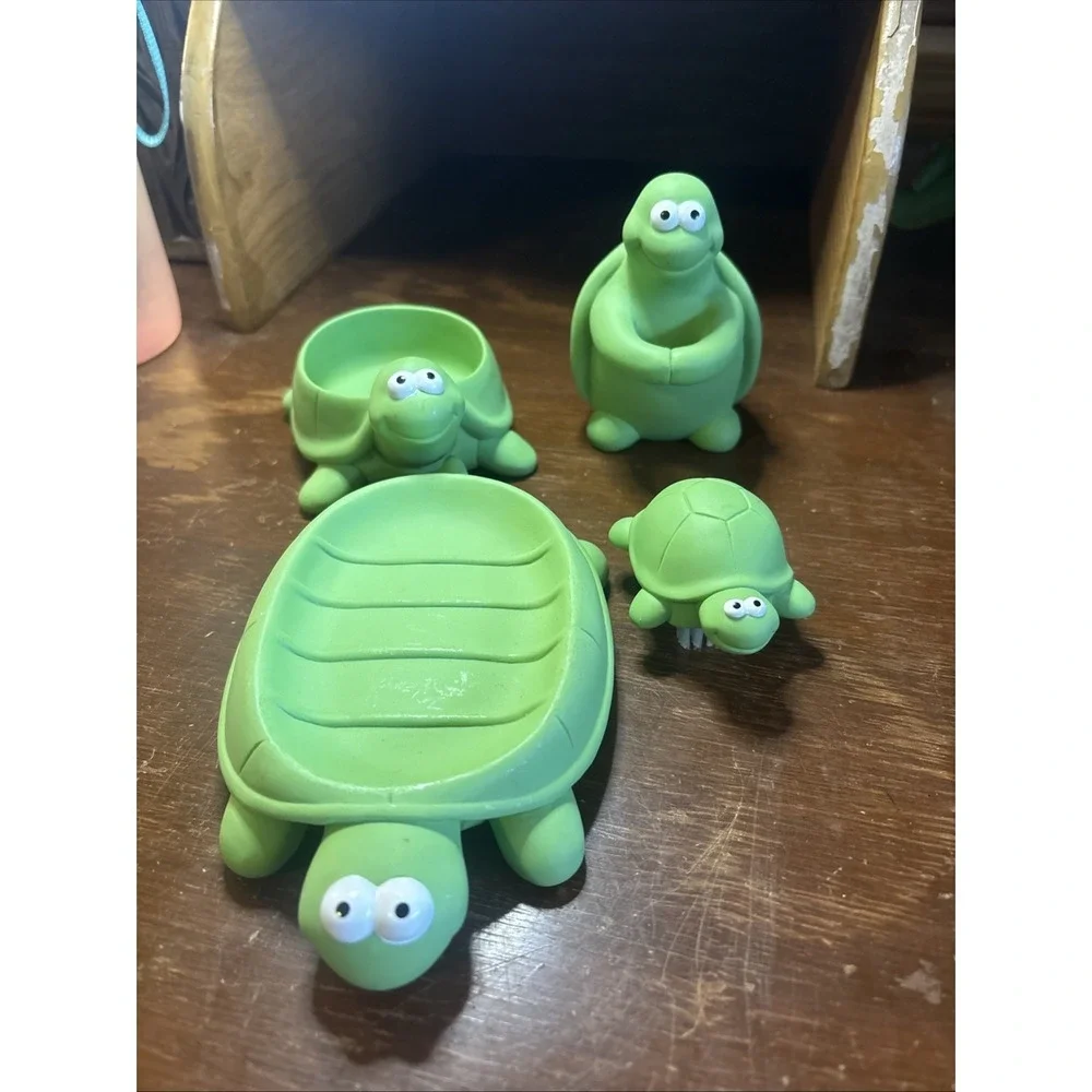 Kids Bathroom Set Turtles - Toothbrush, Cup & Soap Holder With Nail Brush